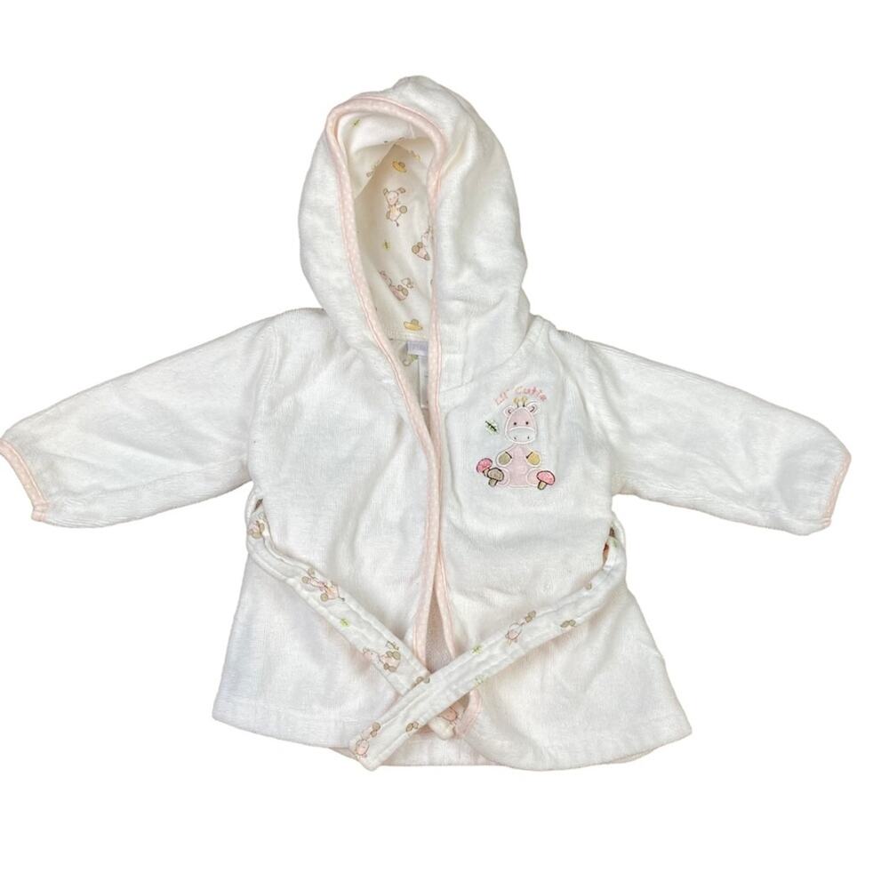 Baby Bathrobe 3-6 Mos Vitamins Baby Giraffe White Pink